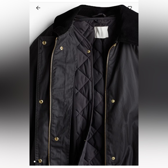 H&M Black waxed cotton Trench Coat - Picture 2 of 9